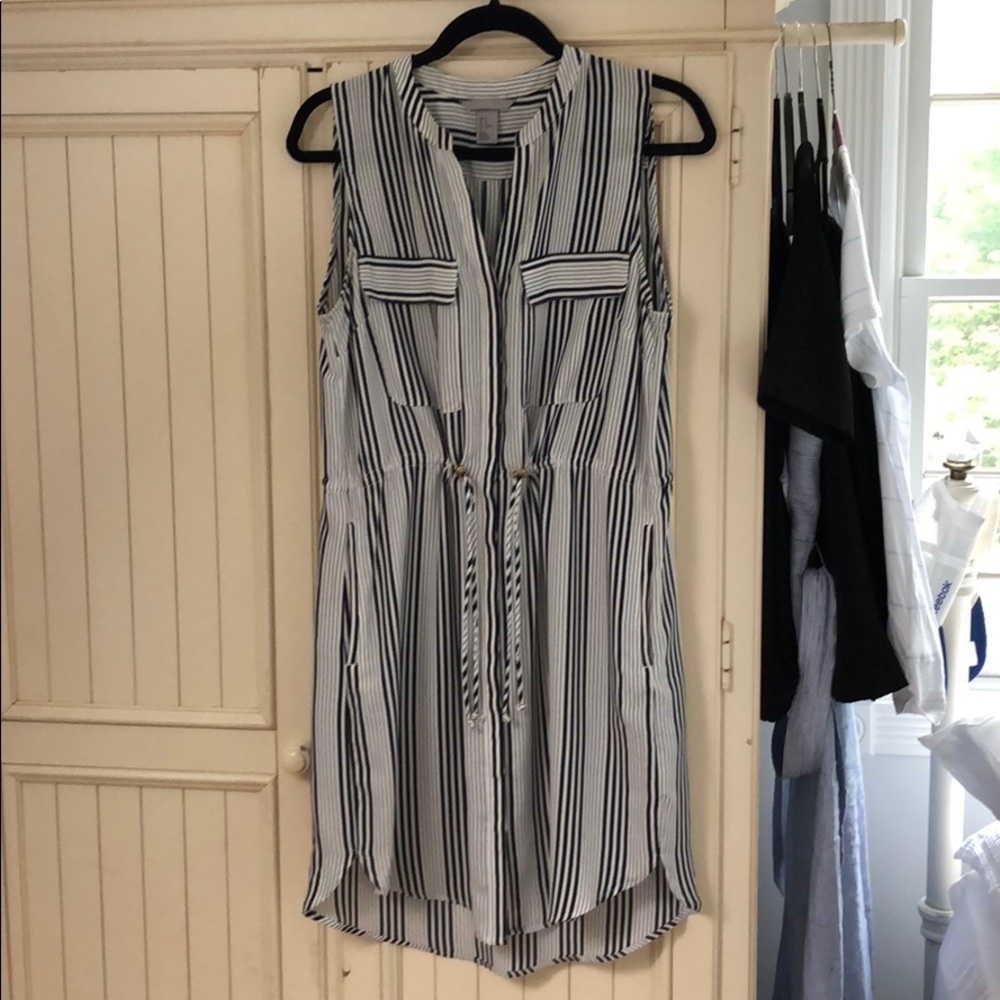 H&M navy & white striped dress